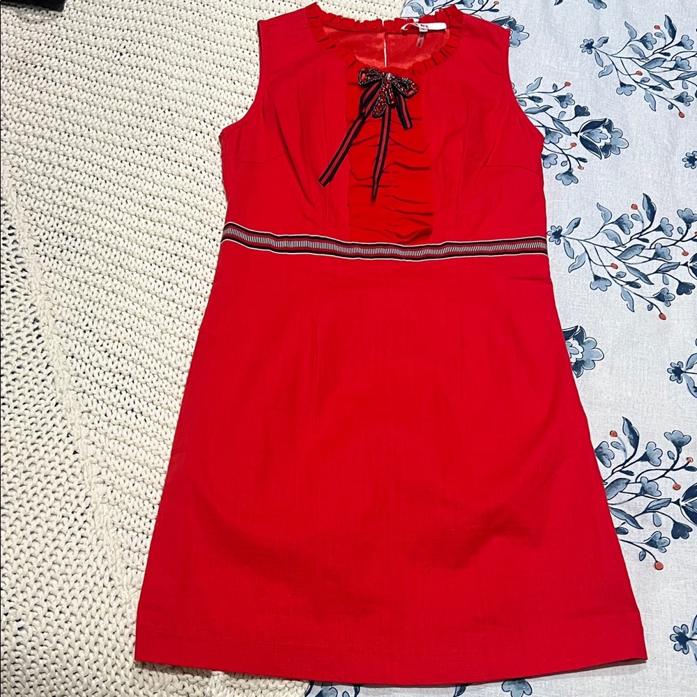 Charming Red Woman’s dress with Bow Accent